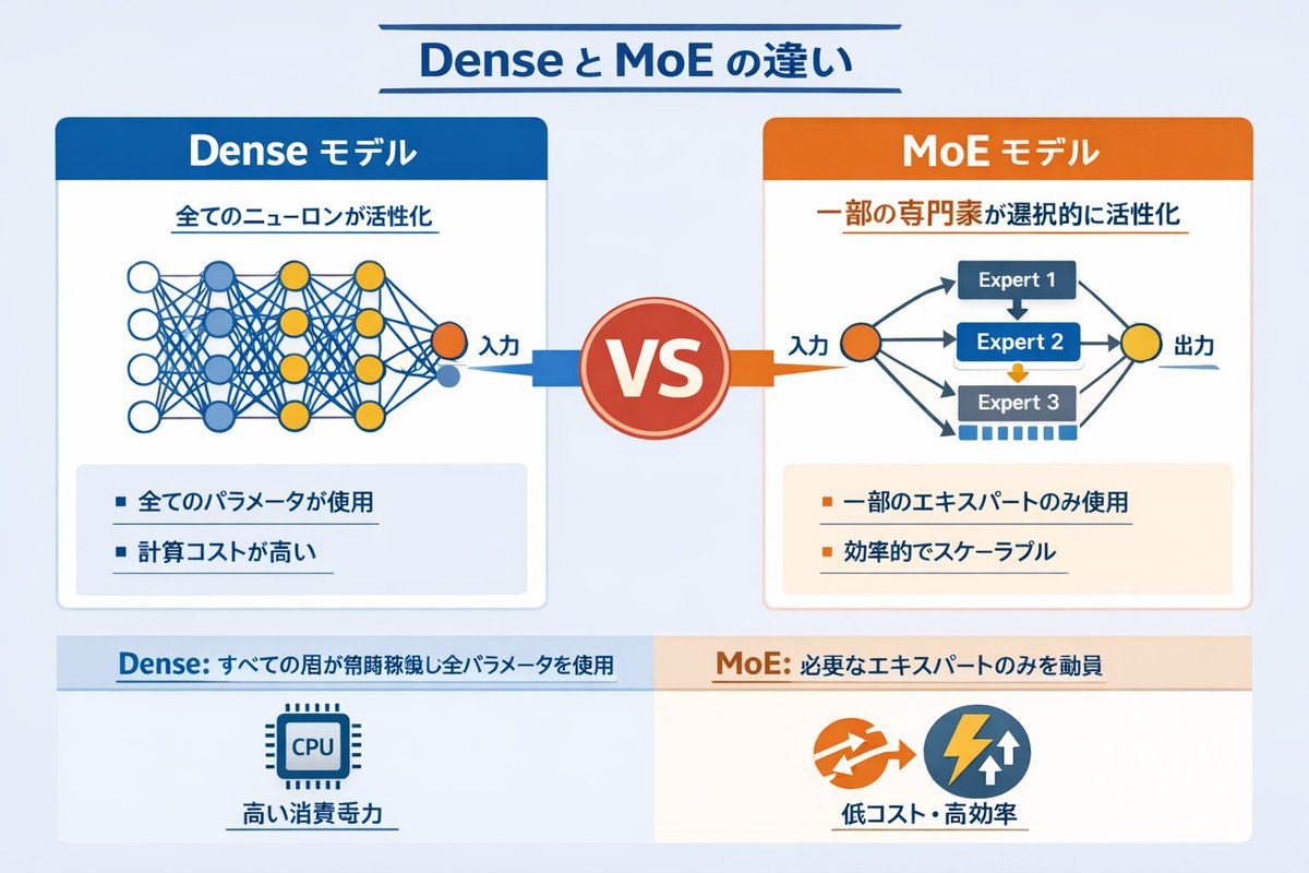 Инфографика плотных и MoE нейронных сетей