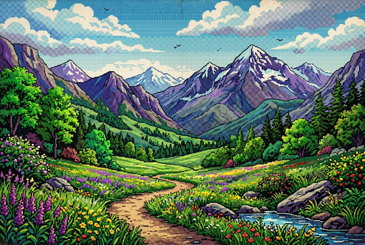 Retro Pixel Berg-Tal