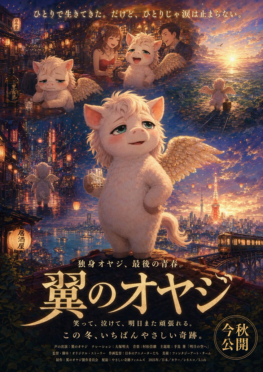 Poster Film Babi Bersayap Fantasi Jepang