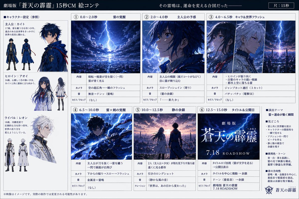 Folha de Storyboard de Comercial de Filme de Anime