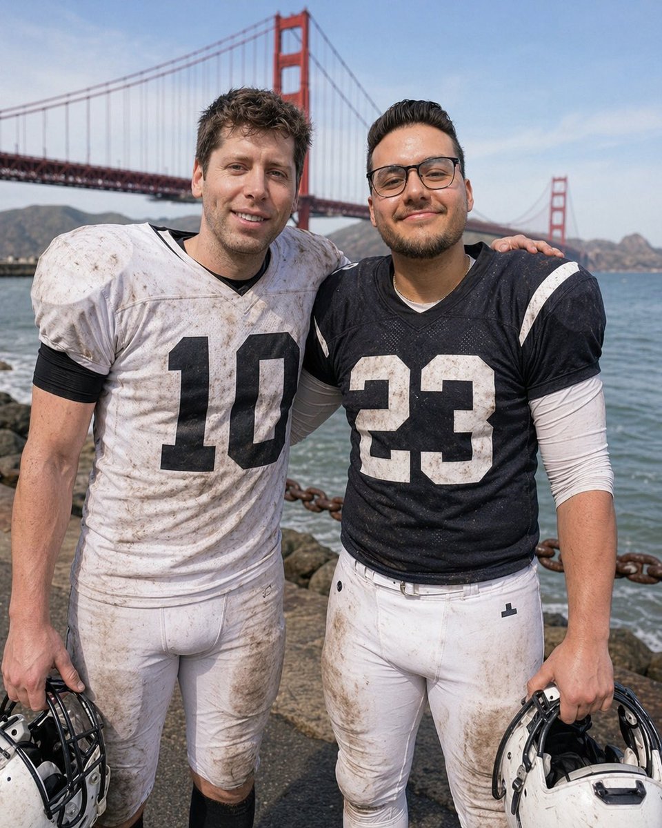Coéquipiers de football au Golden Gate Bridge