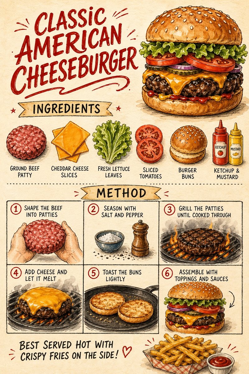 Vintage Cheeseburger-Rezeptposter (1/2)