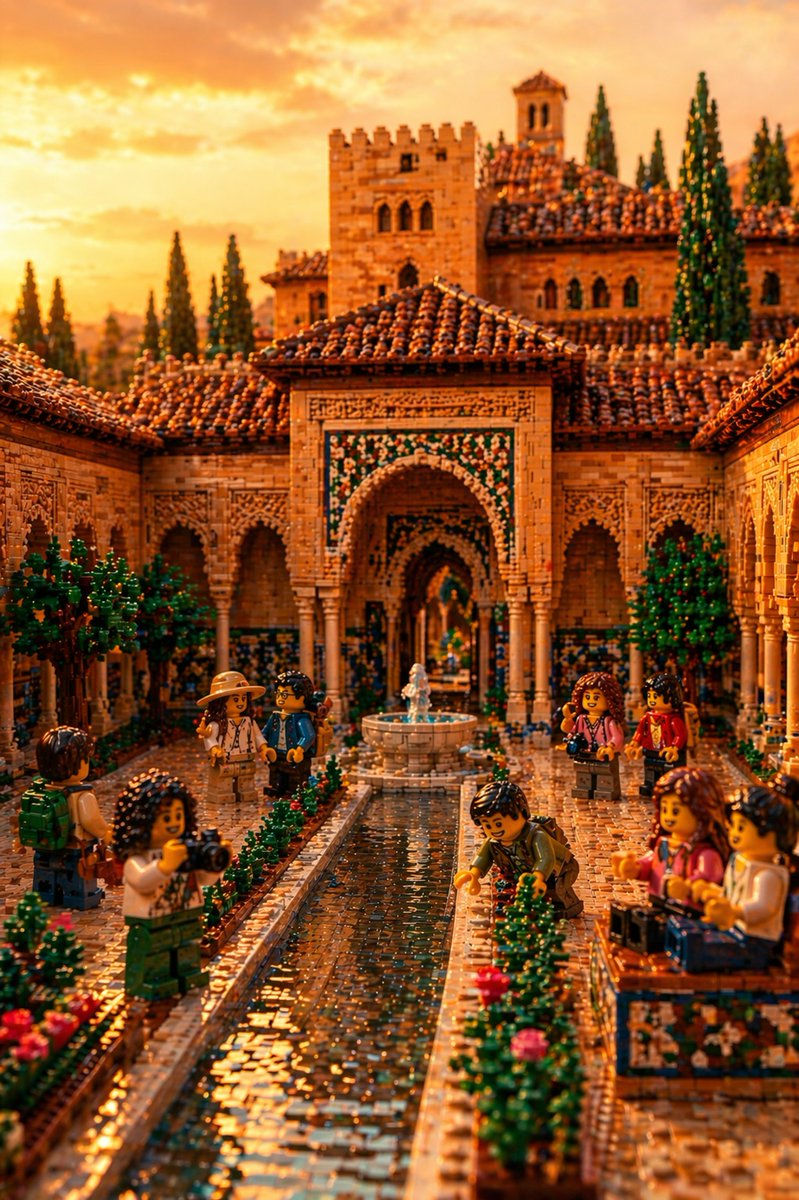 Cortile Alhambra LEGO al Tramonto
