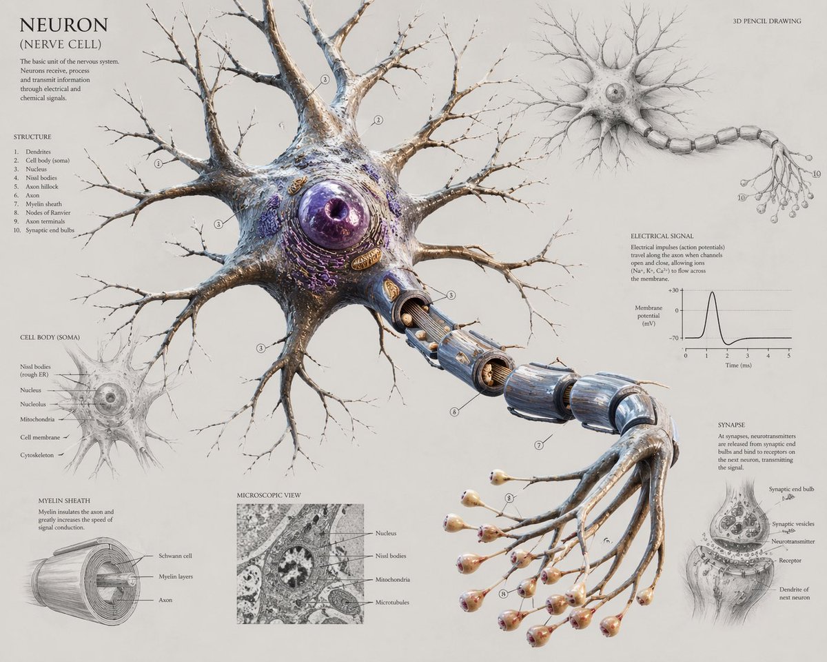 Scientific Neuron Anatomy Poster