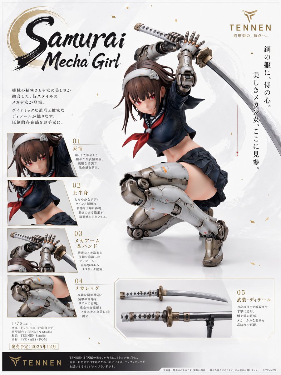 Affiche de figurine de fille mecha samouraï