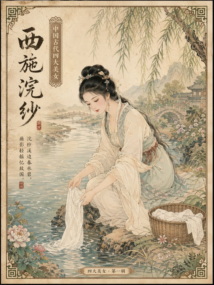 Prompt de Carte Postale de Beautés Chinoises Anciennes (1/4)