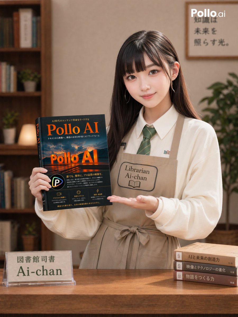 Photoreal librarian presenting AI book