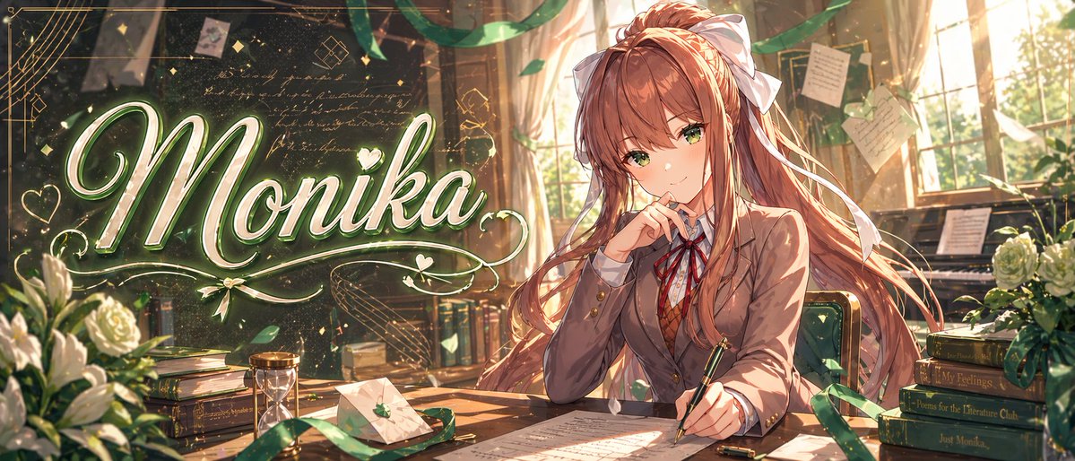 Ilustración de Banner de Anime de Monika