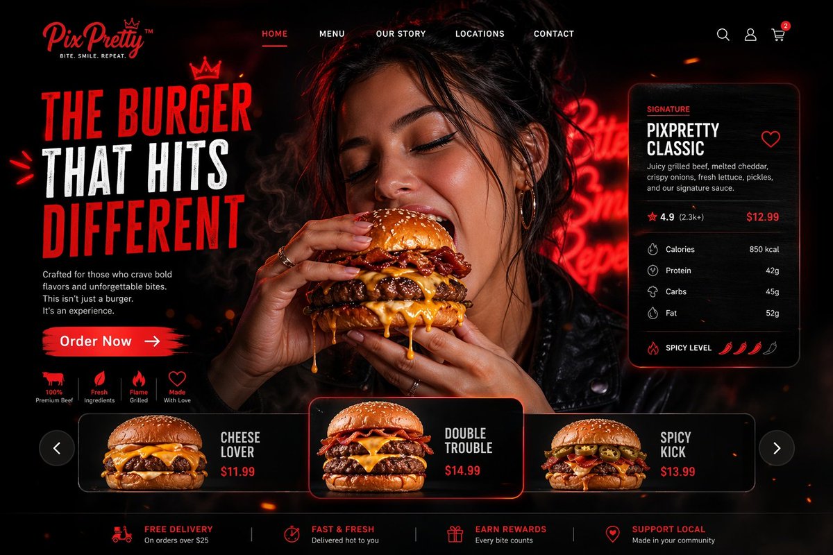 Luxury Cinematic Burger Landing Page