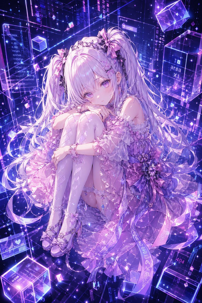 Portrait de fille anime cristal cybernétique