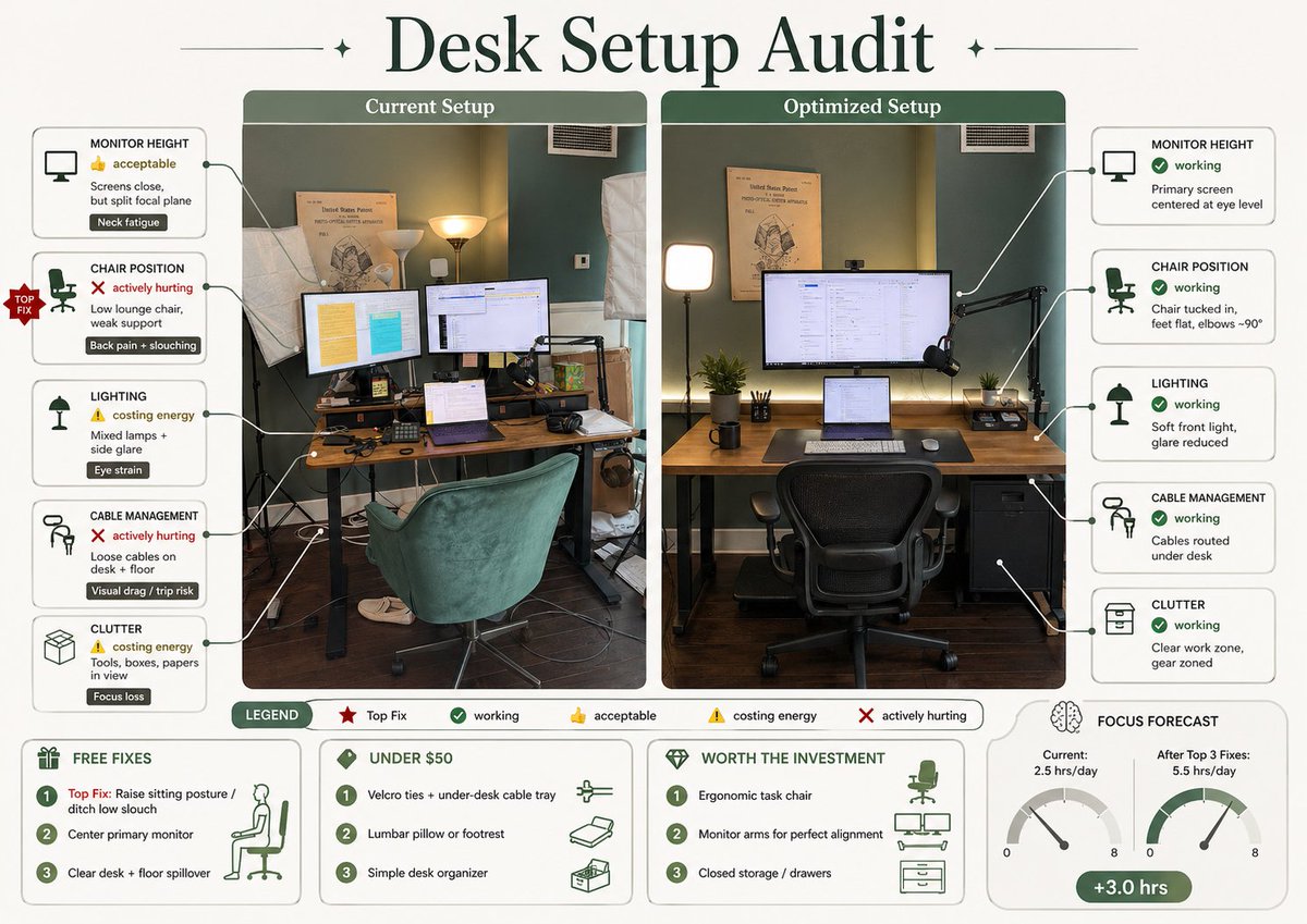 Infográfico de Auditoria de Configuração de Mesa