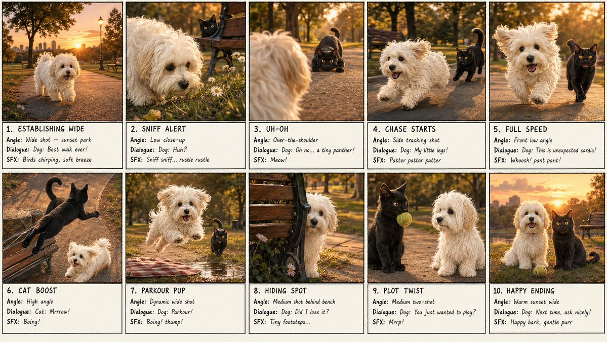 Storyboard Taman Anjing dan Kucing 10 Panel