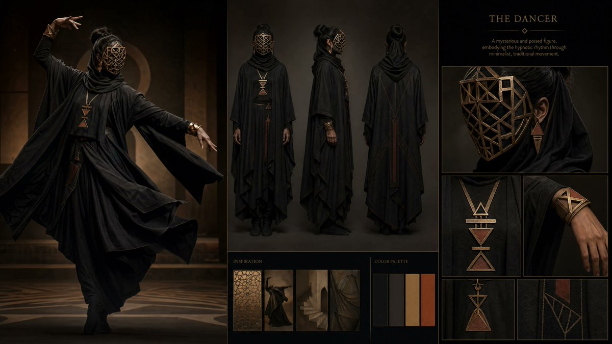 Planche Conceptuelle de Danseuse Rituelle Sombre