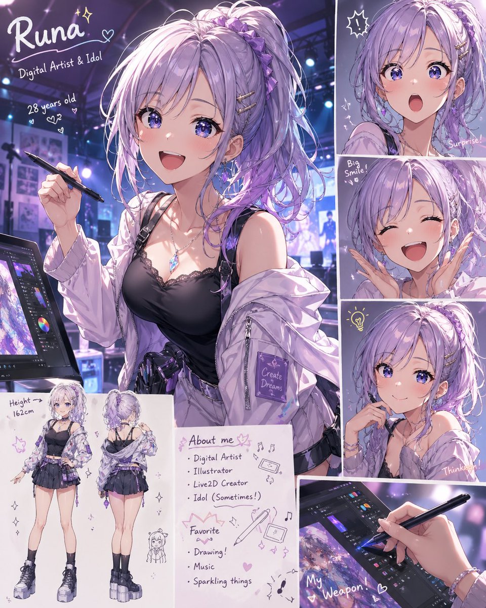 Lavender Anime Artist Profile Sheet