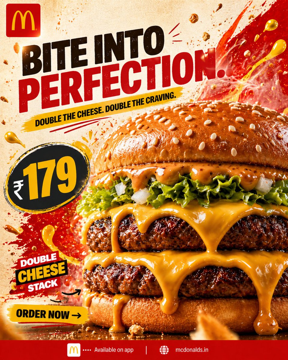 Bold Double Cheeseburger Ad Poster