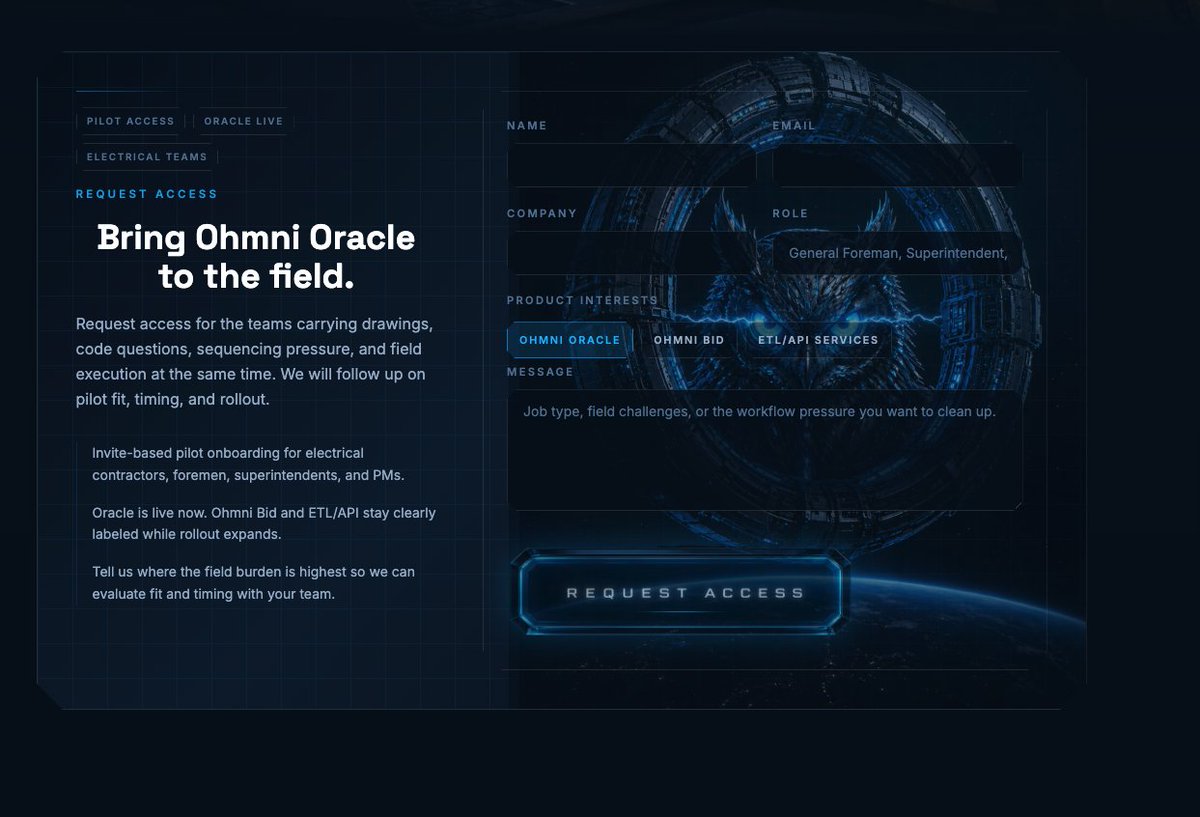 Landing Page Accesso Ohmni Futuristica