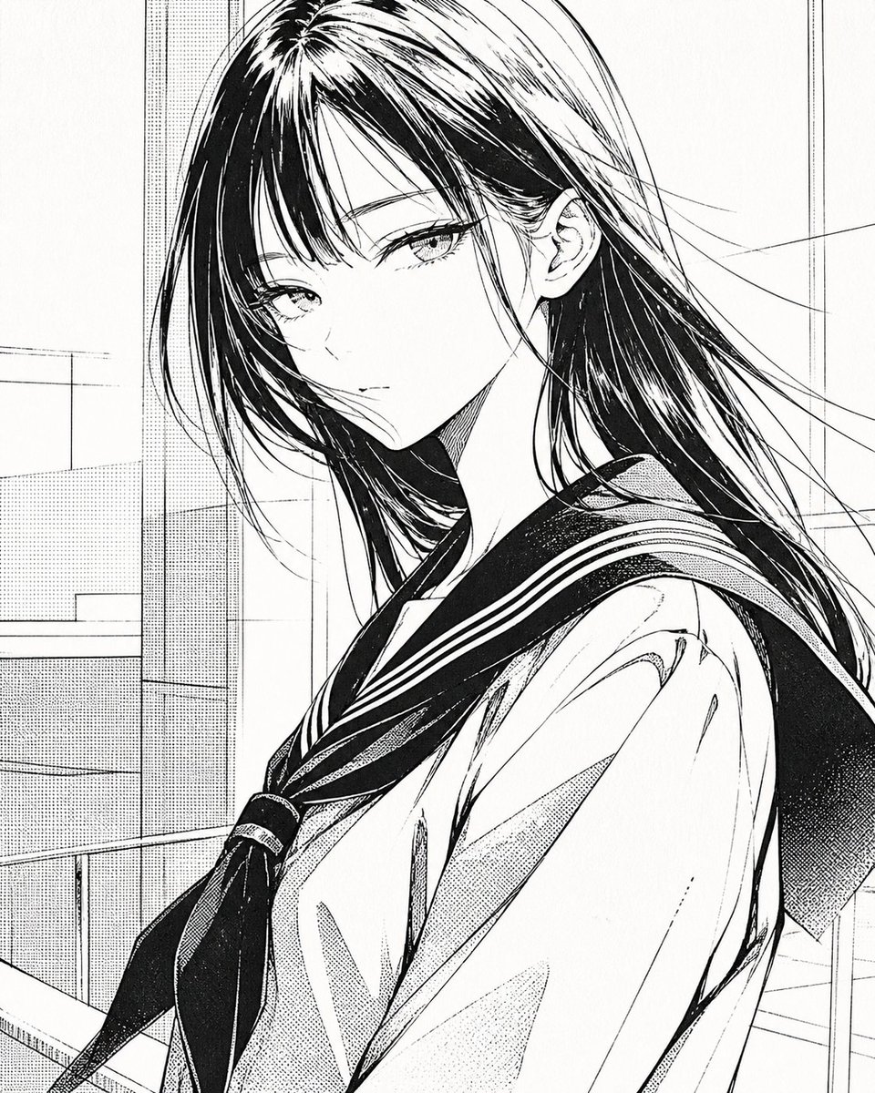 Retrato censurado de colegiala de manga (1/3)