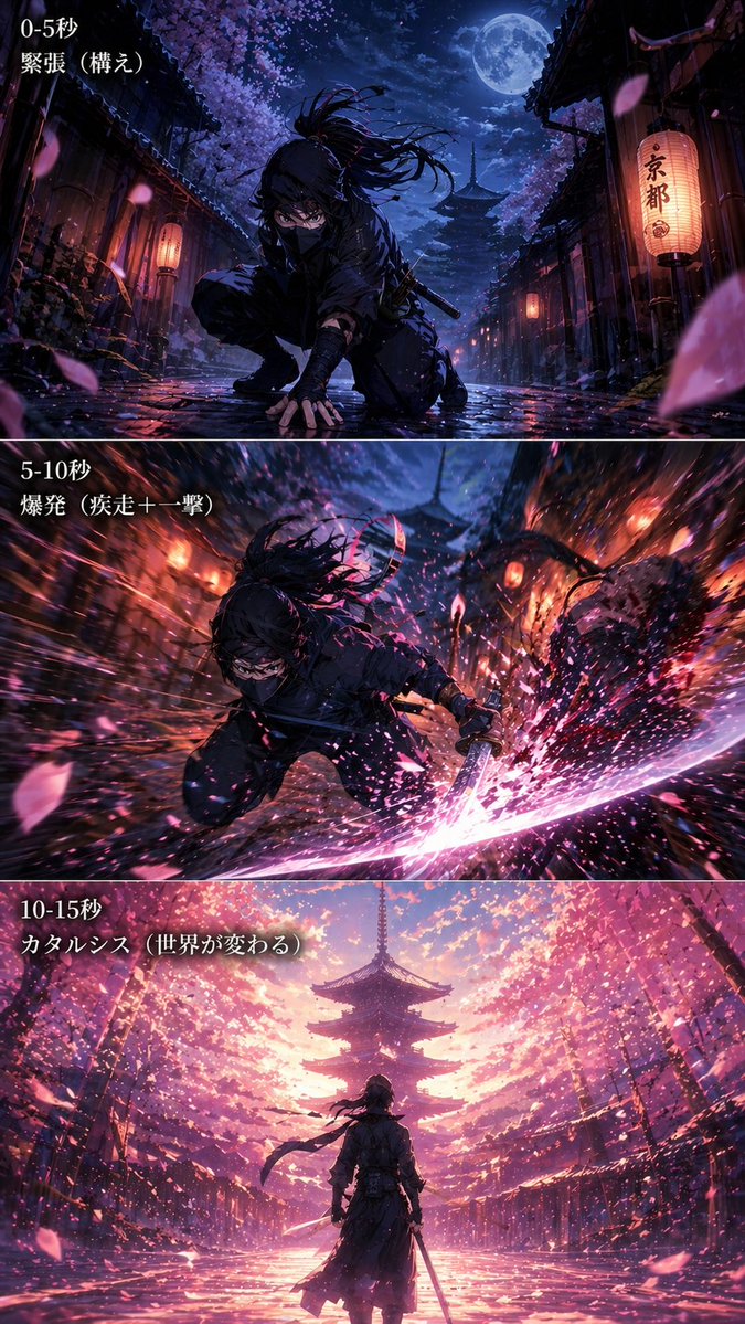 Triptico Azione Ninja Anime