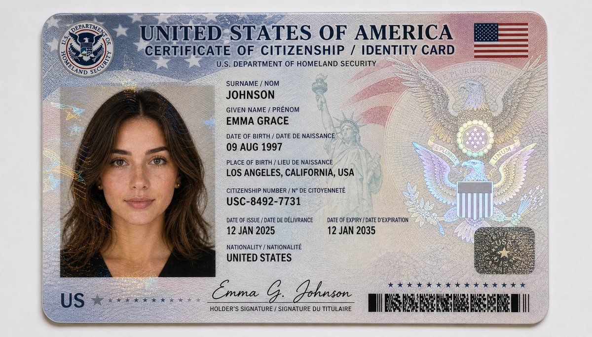 US Citizenship Identity Card Mockup (1/2)