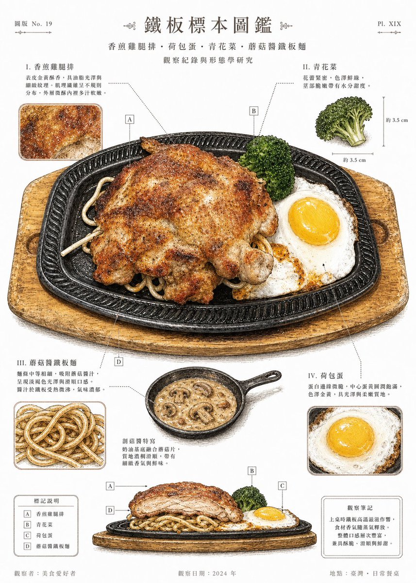 Vintage Teppan Meal Specimen Chart