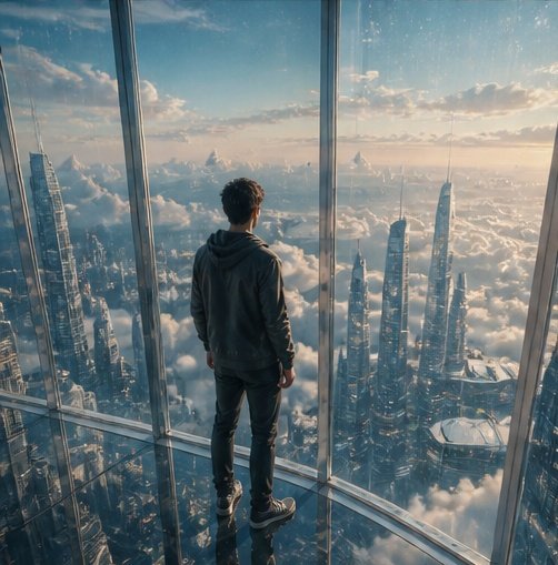 Città Rascacieli Vetro Futuristica