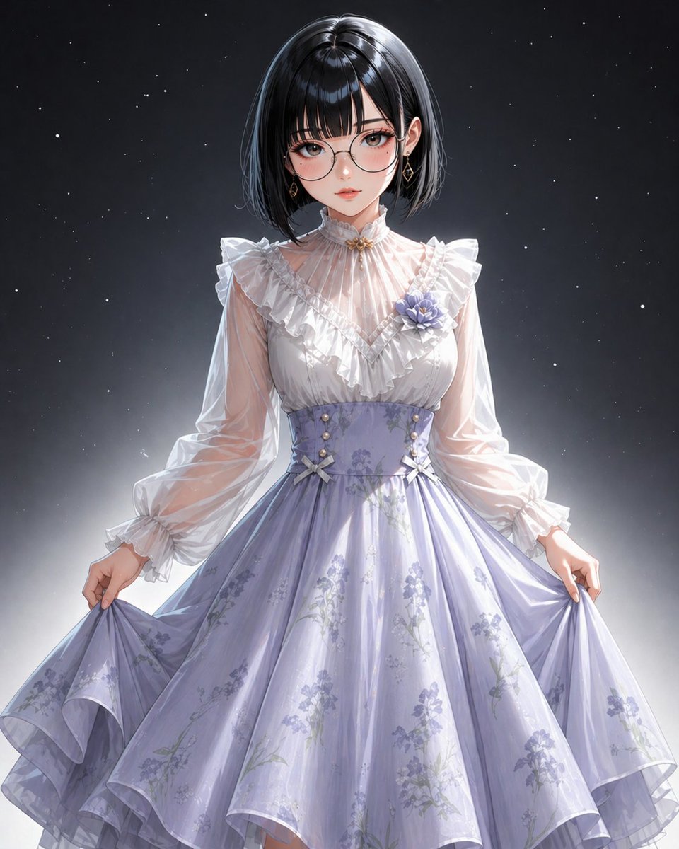 Ritratto Abito Lolita Lavanda Stellato