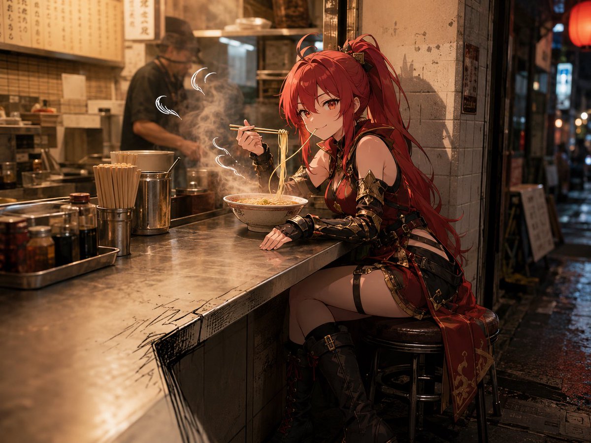 Guerriero Anime Mangia Ramen