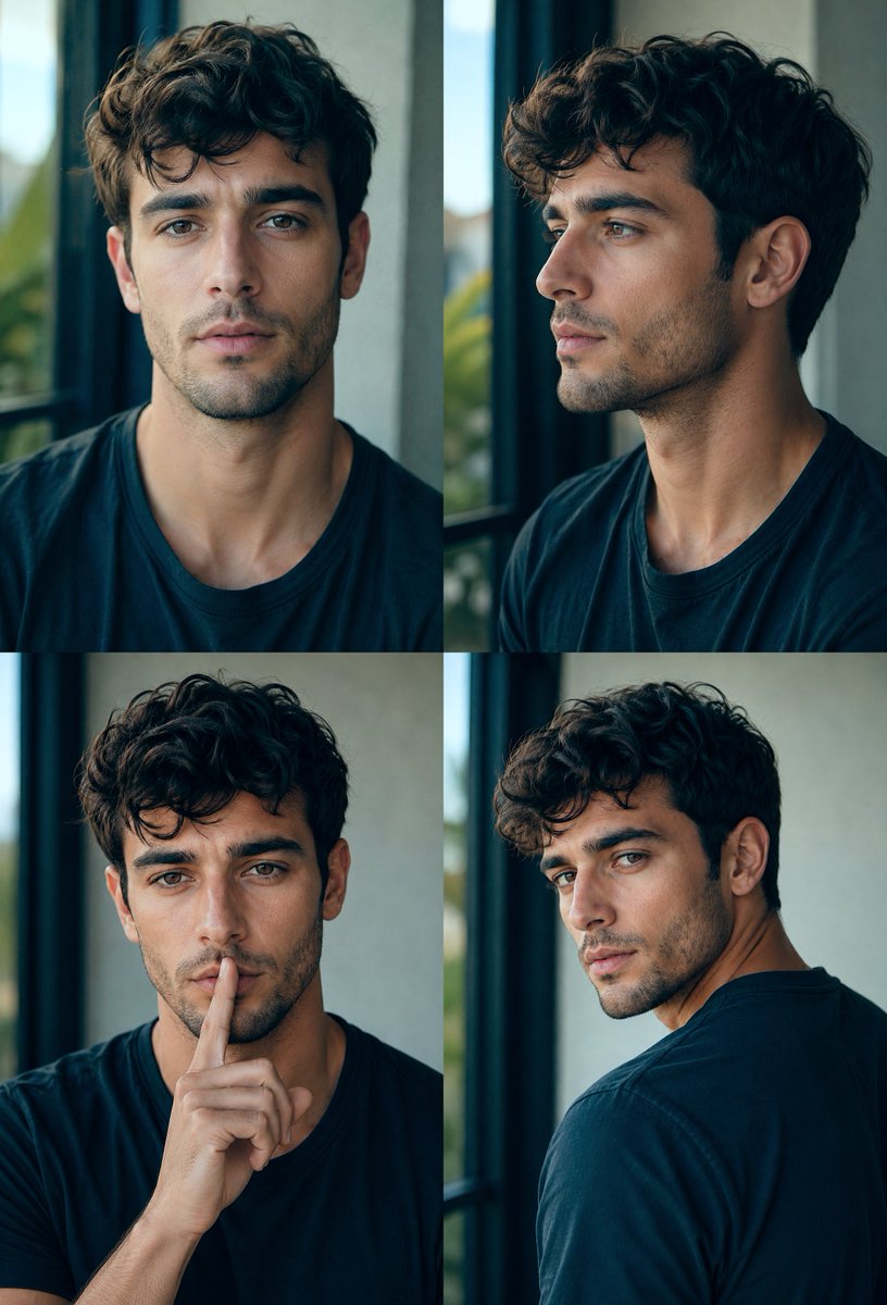 Référence de coiffure masculine en quatre panneaux