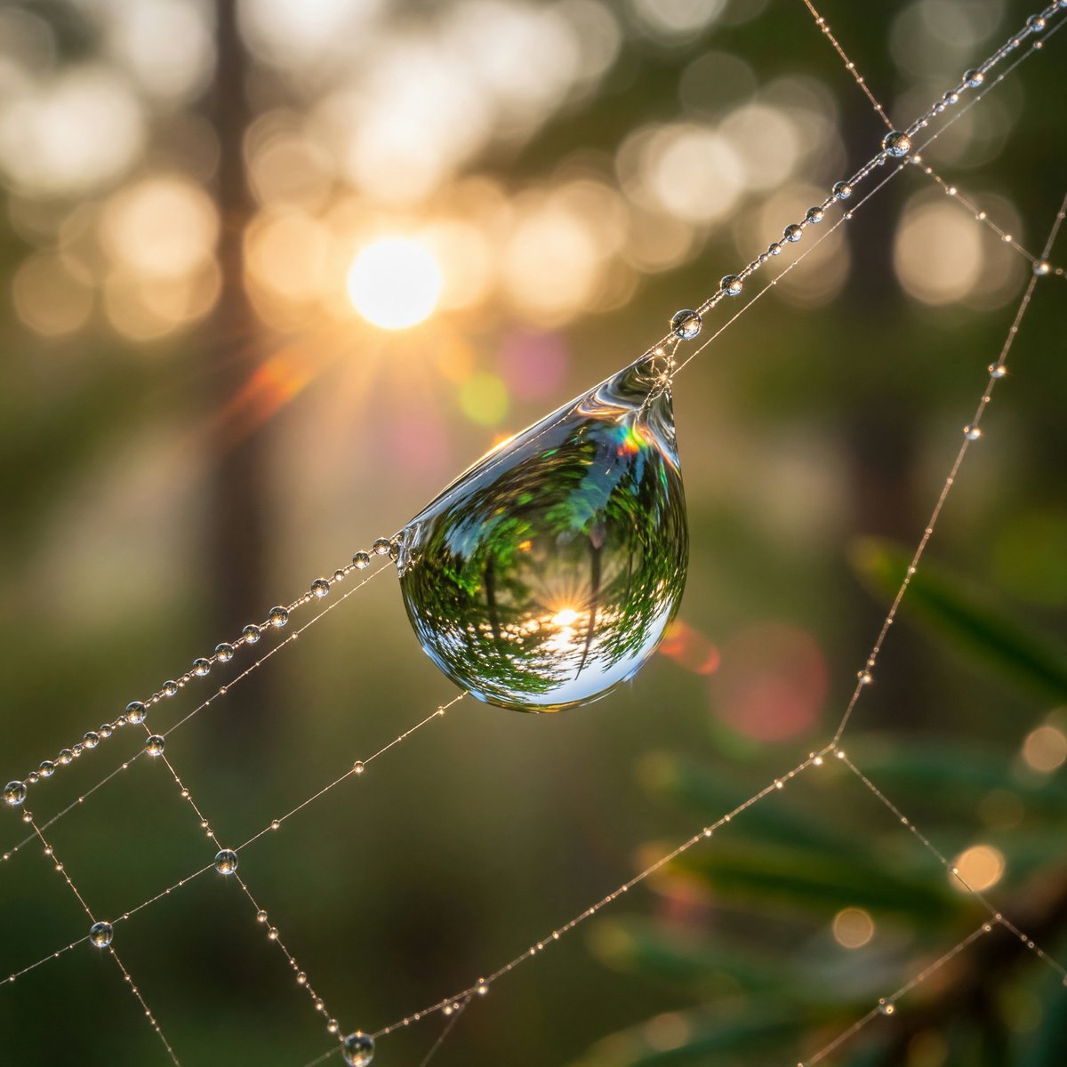 Macro Gota de Rocío en Telaraña (1/2)