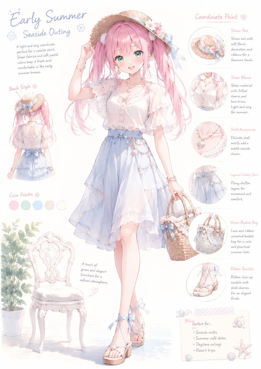 Fiche de coordonnée mode marine pastel