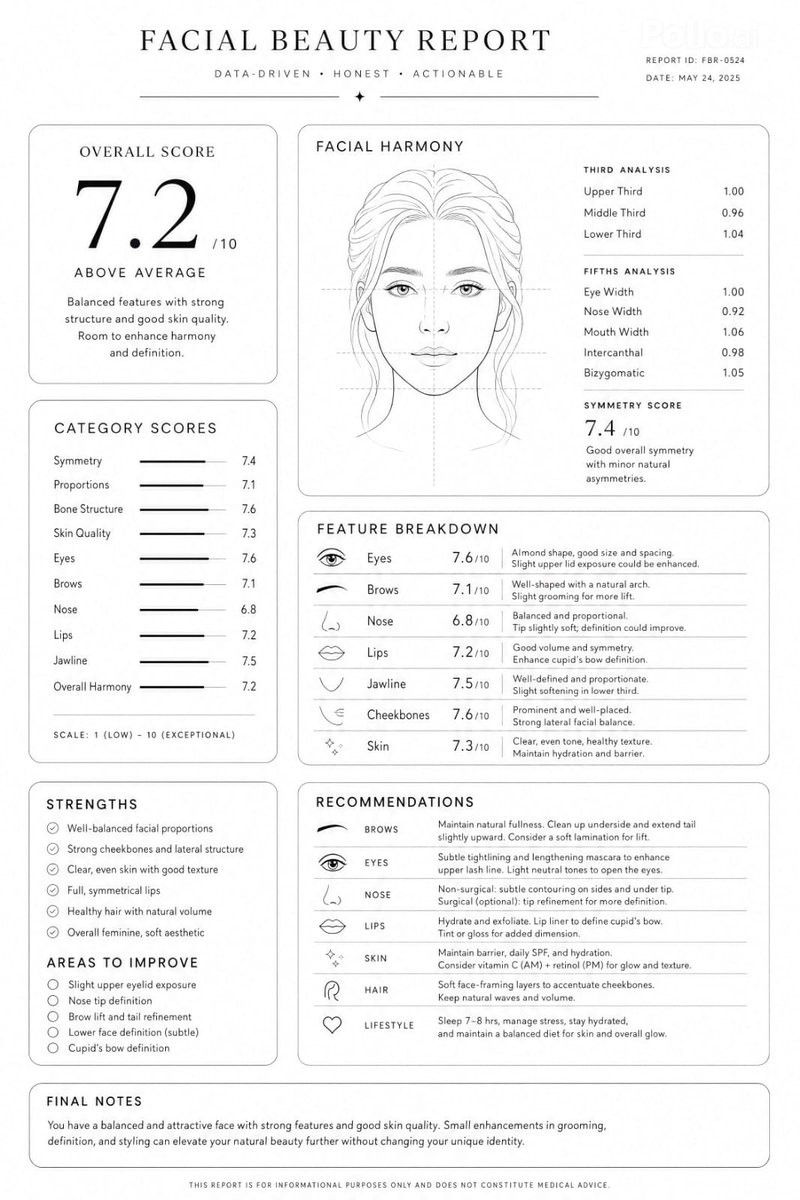 Layout für Gesichts-Schönheitsanalysebericht