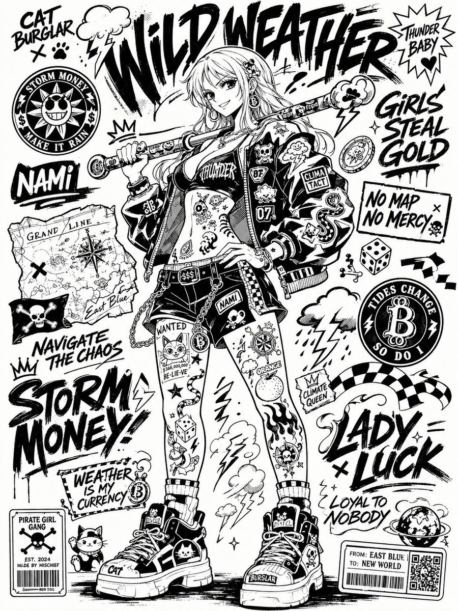 Black and White Sticker Bomb Street Poster (1/4)