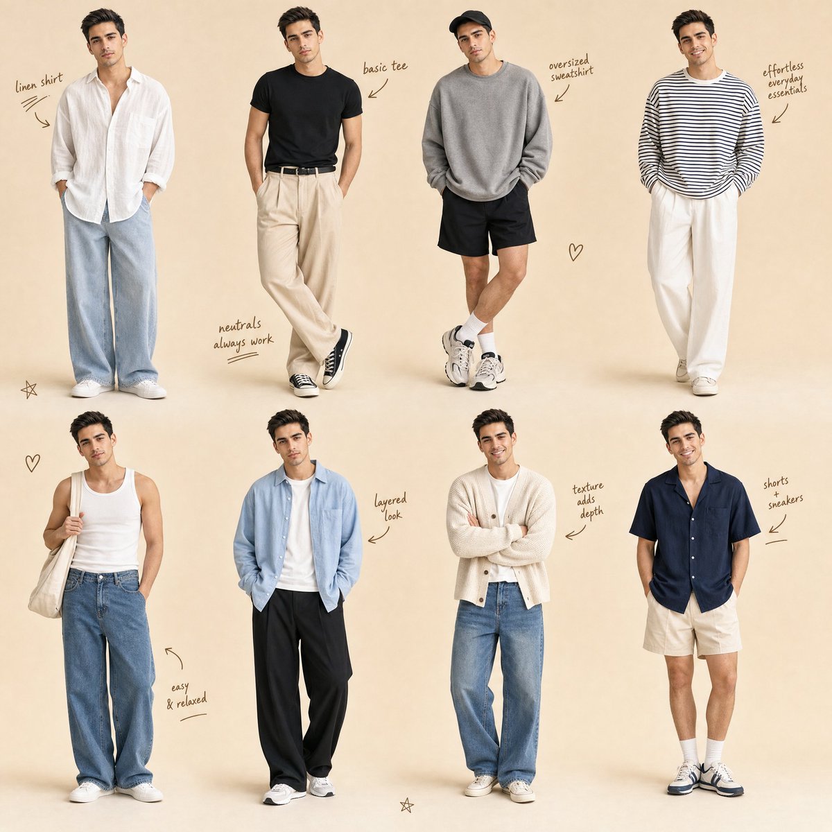 Minimalistisches Mode-Collage für Herren