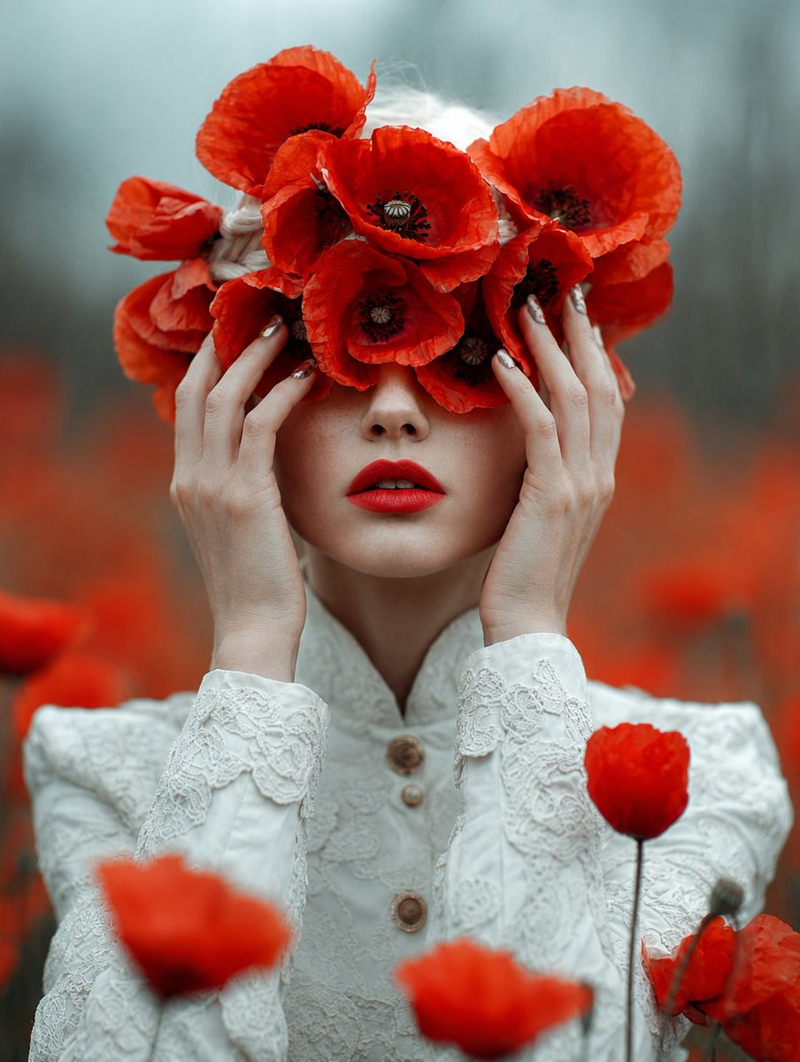 Portrait de la Dame aux Coquelicots Rouges