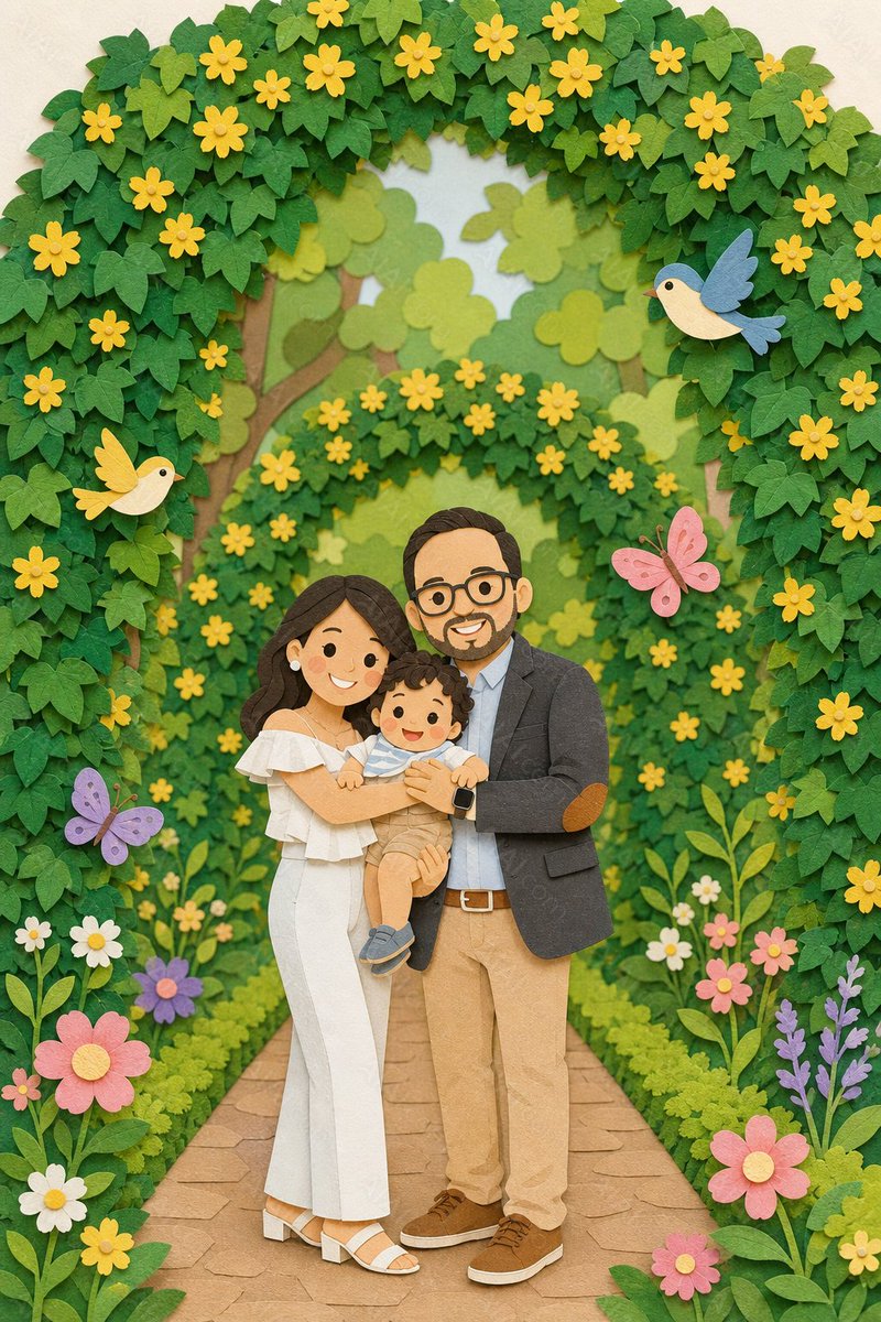 Family Photo Paper-Cut Garden Art