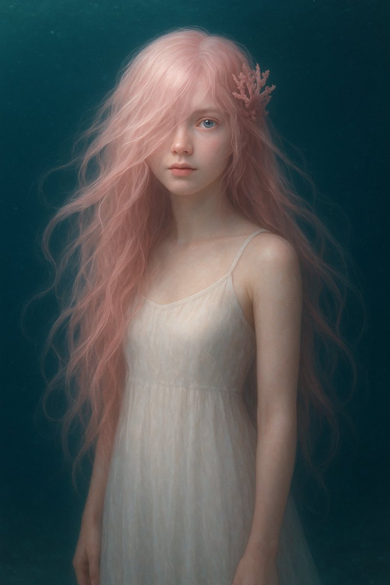 Ritratto Sognante Sott'acqua Capelli Rosa
