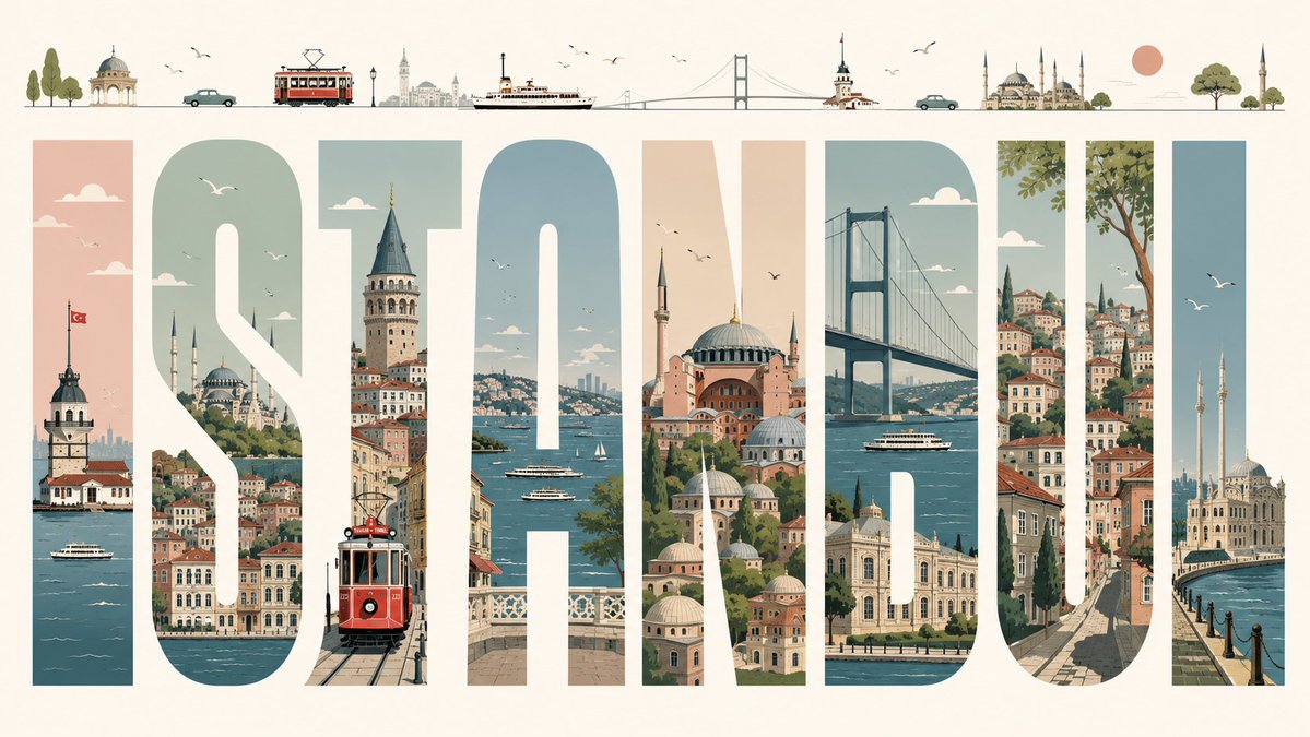 Istanbul Typografisches Reise-Poster