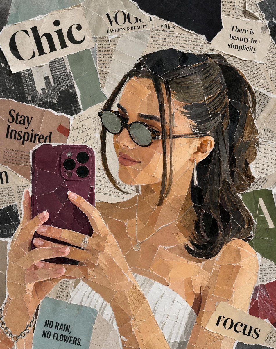 Collage Elegante di Selfie allo Specchio di Donna (1/2)