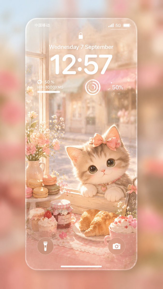 Pastel Kitten Café iPhone Lock Screen (1/4)