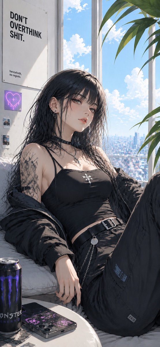 Goth-Mädchen am Stadtfenster (1/2)