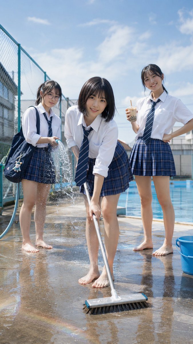 Japanese School Pool Cleaning Scene (1/2)