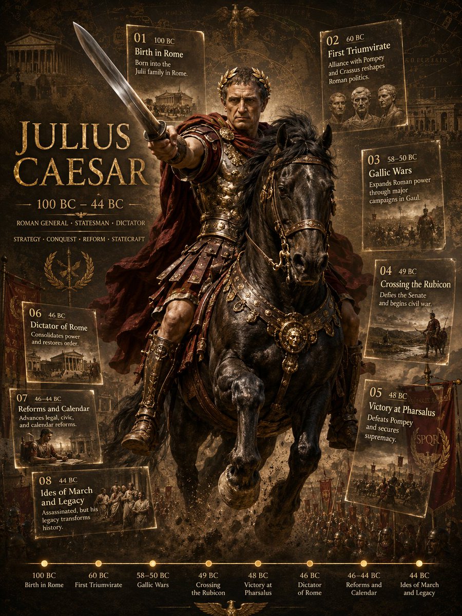 Julius Caesar Epic Timeline Poster