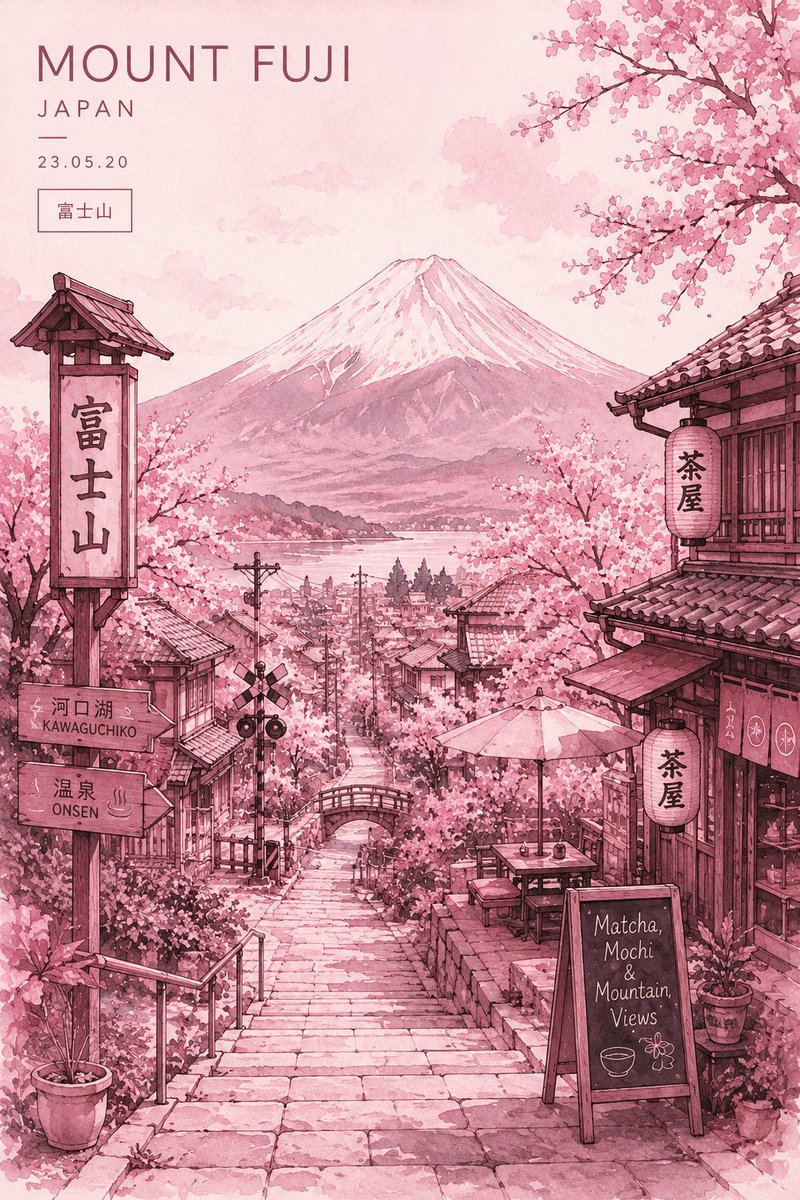 Cartaz de Viagem Aquarela Monte Fuji (1/2)