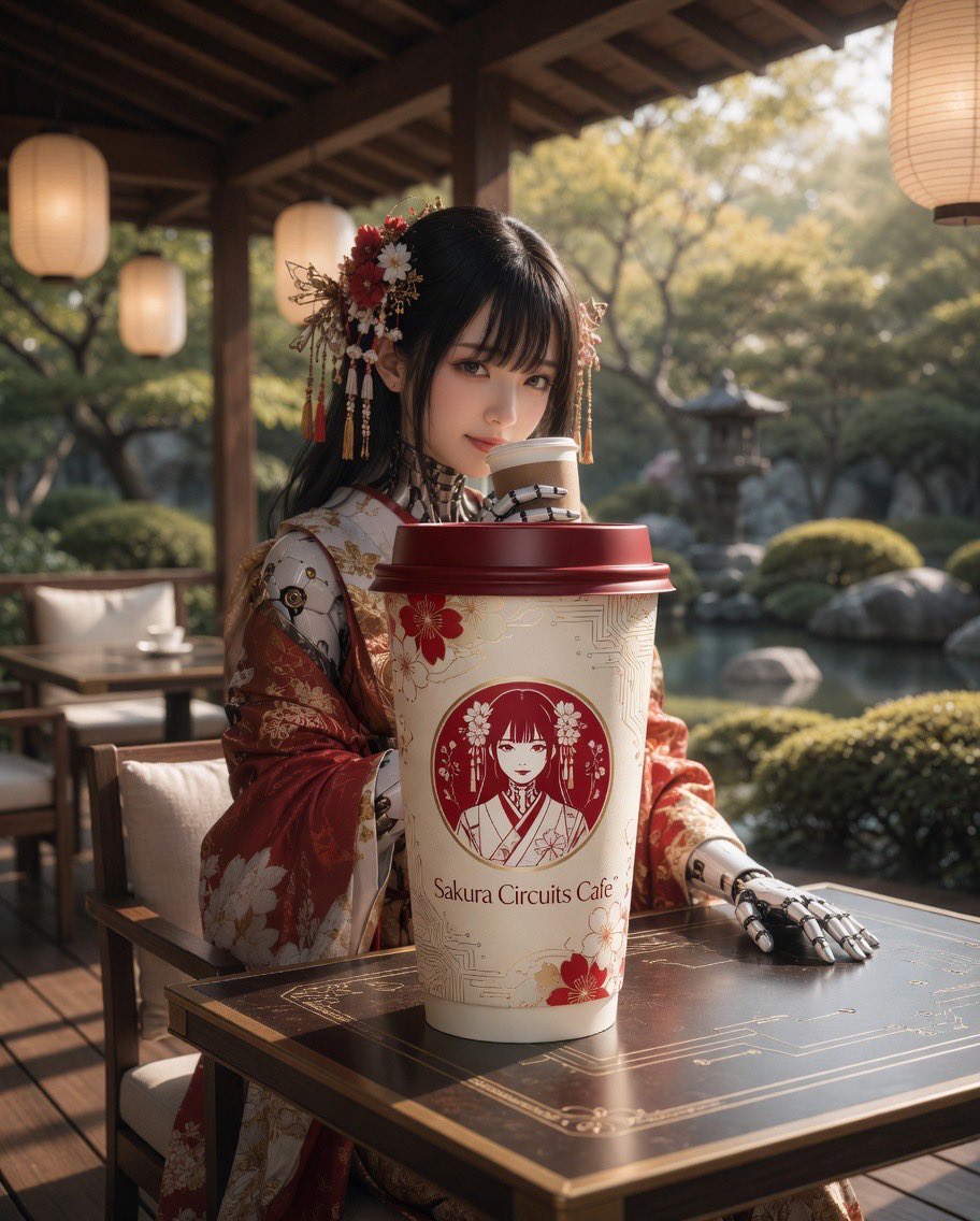 Cyber-Kimono-Café-Porträt