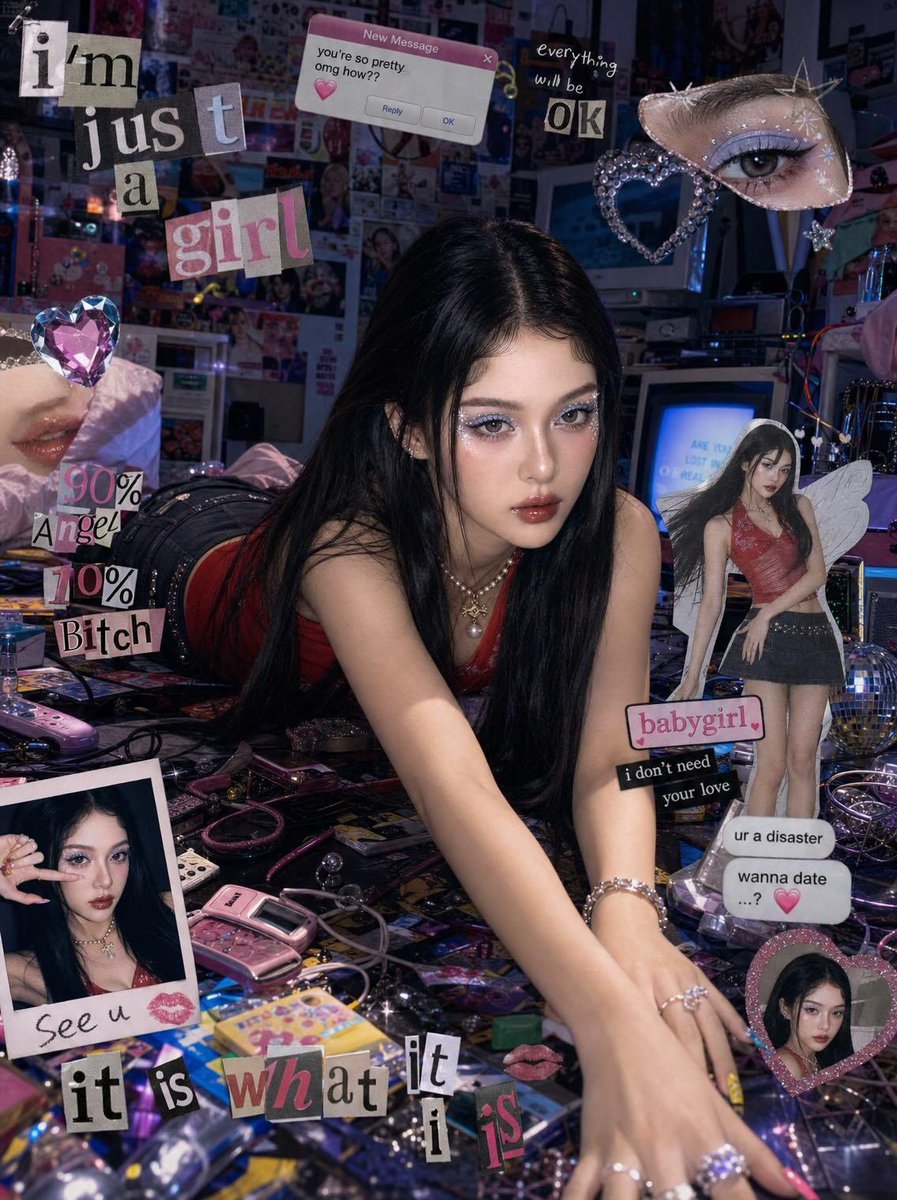 Chaotic Y2K Cyber-Pop Editorial Portrait (1/2)