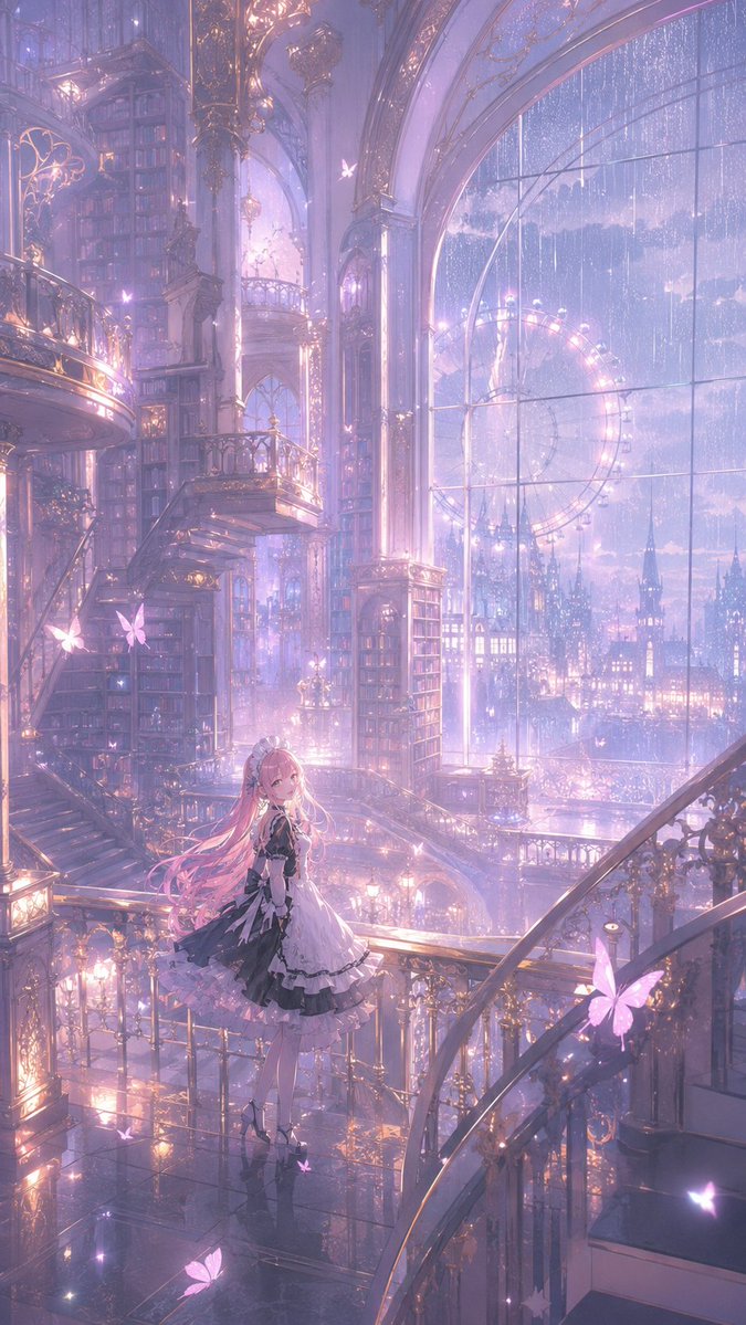 Balcone di biblioteca gotica magica