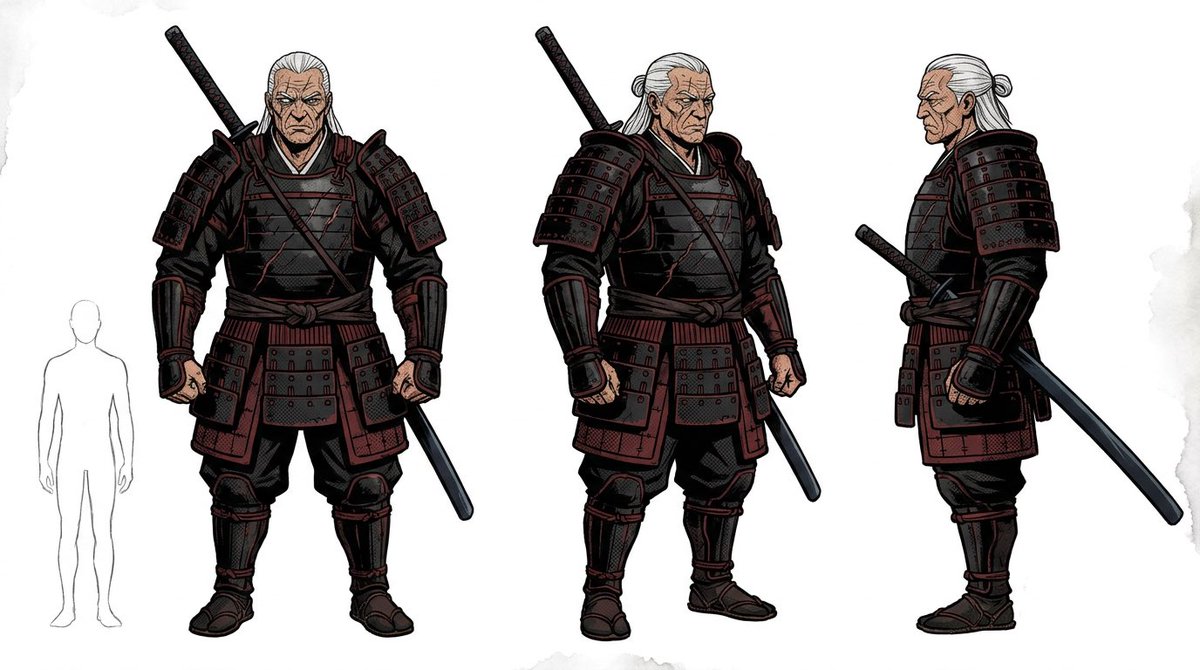 Folha de Virada de Armadura Samurai (1/2)