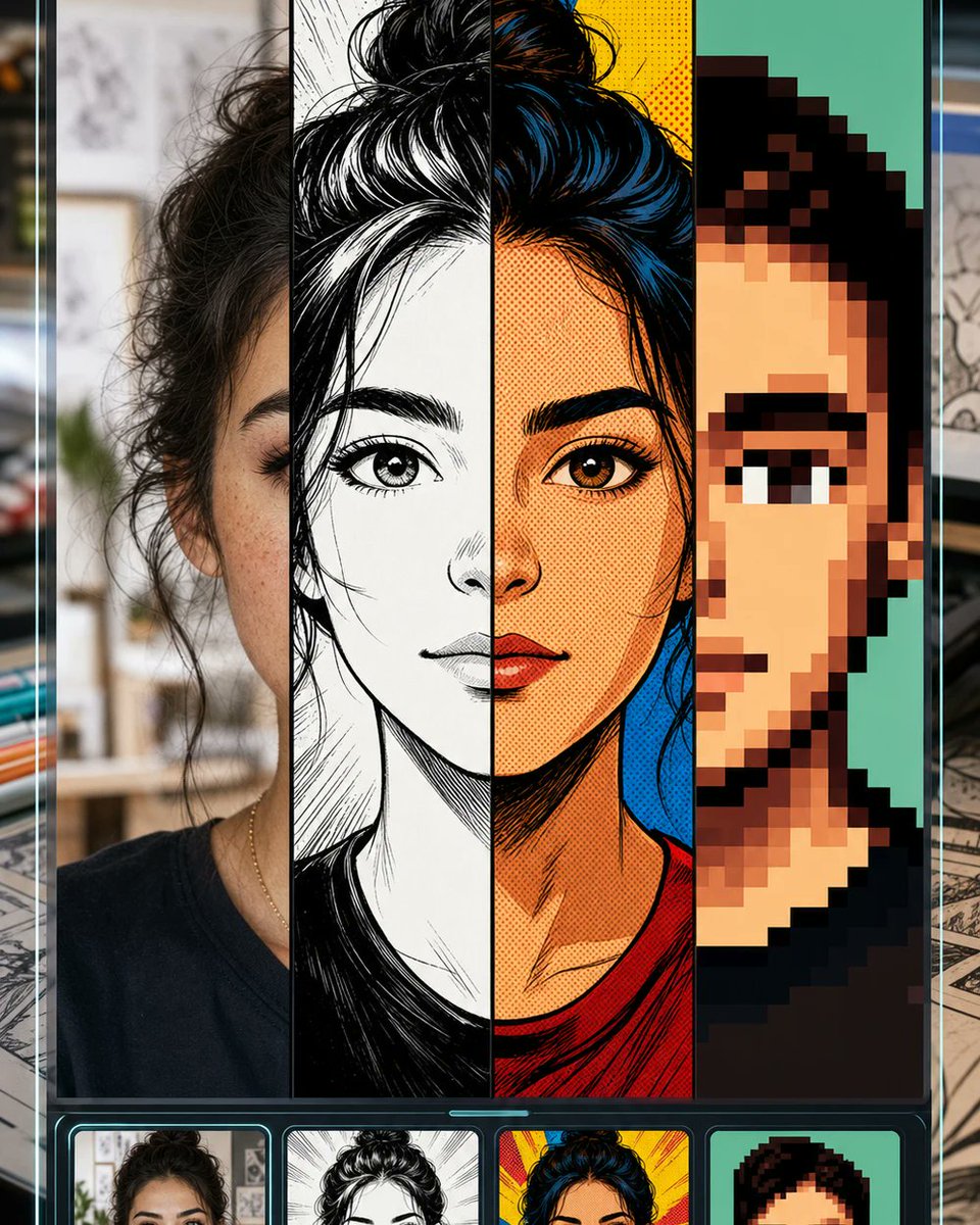 Mockup Split Selfie in Stile Fumetto