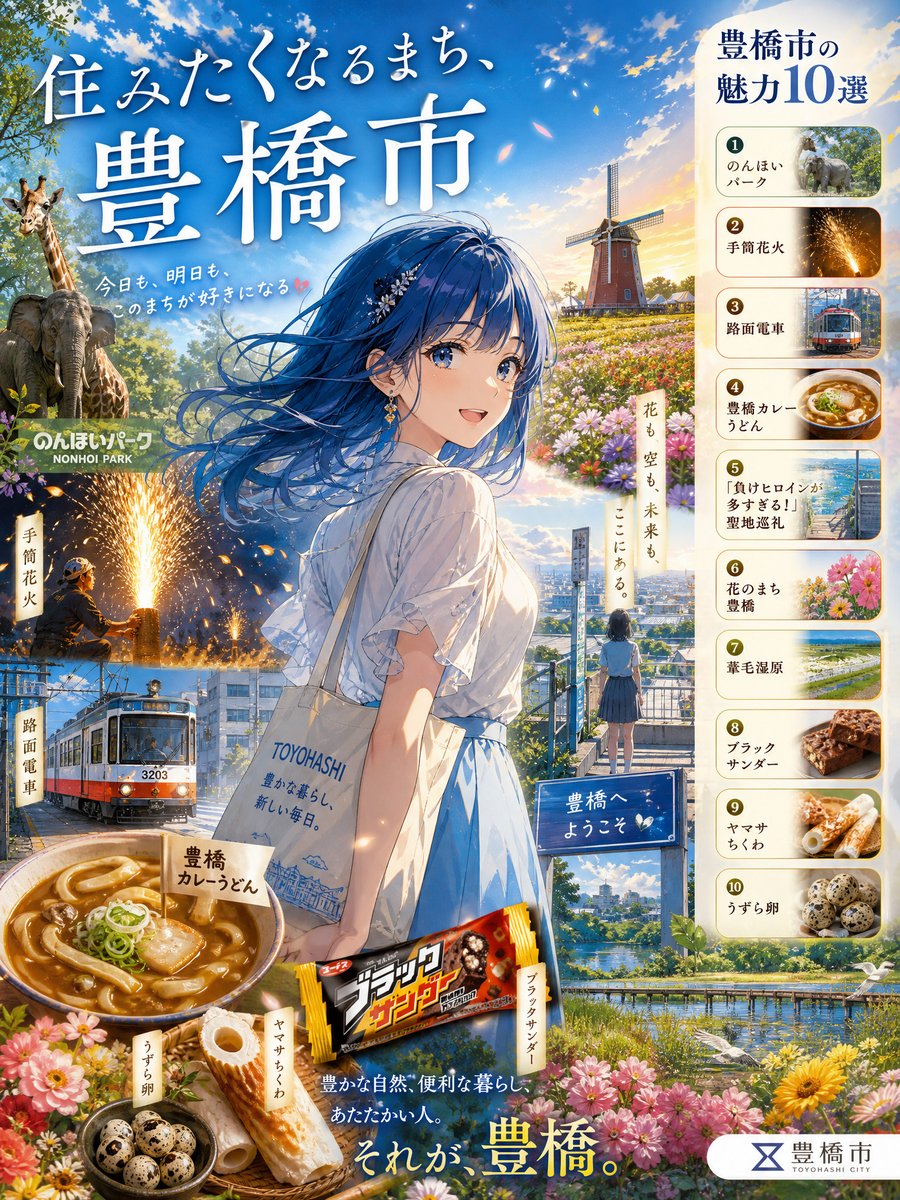 Póster de Turismo Anime de Toyohashi