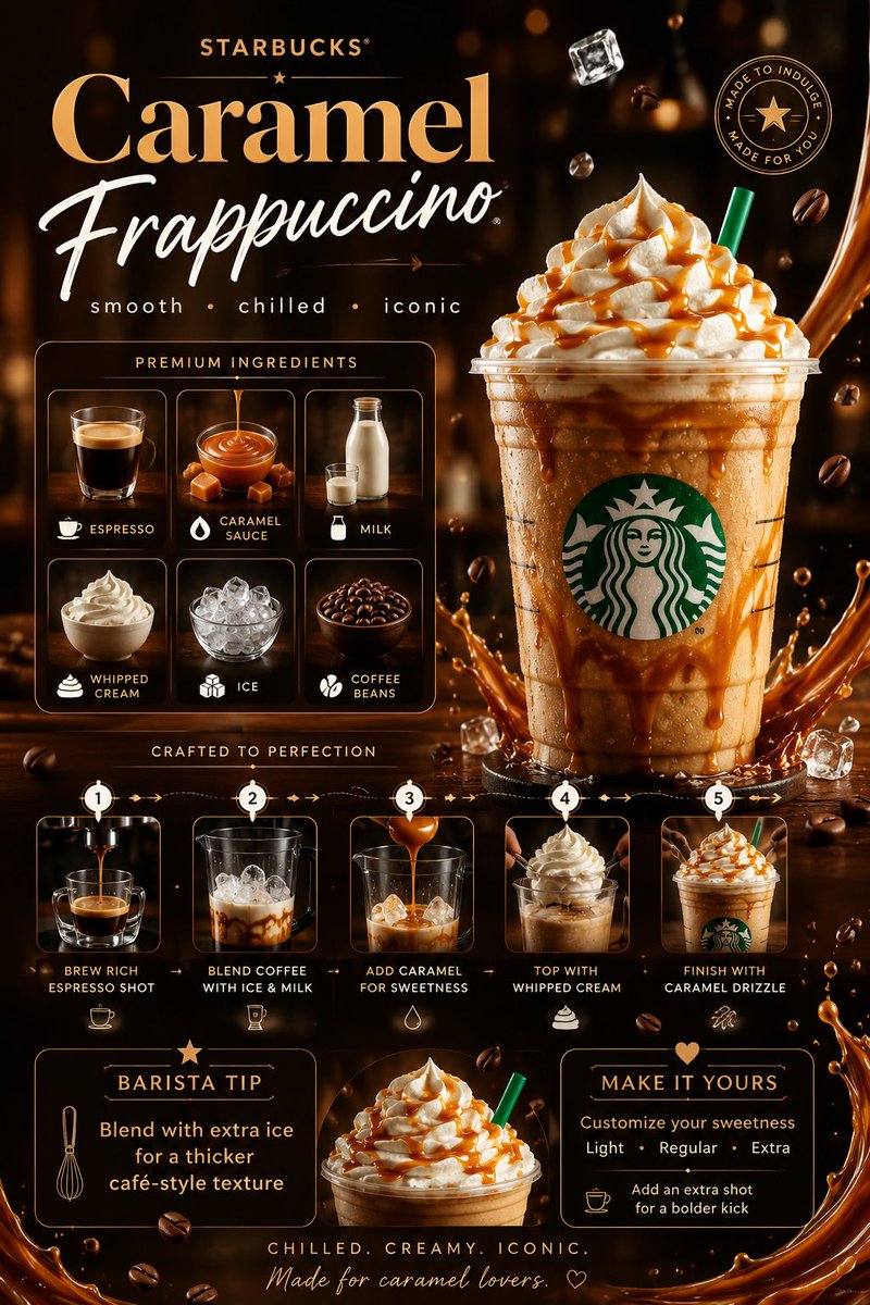 Póster de Frappuccino de Caramelo de Lujo